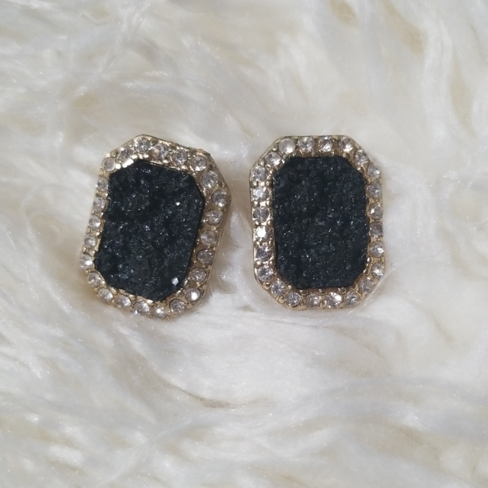 Black and gold statement earrings